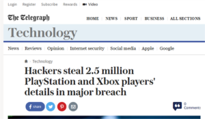 Hackers steal data headline